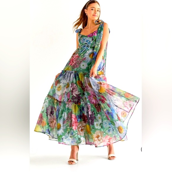 fitted lace wedding dress Lady Black Tie - Brianna Gown - Strapless Sage Floral Chiffon Gown with Scarf